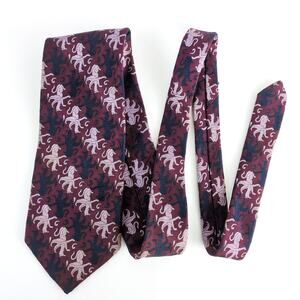 Vintage Pulitzer Mythical Griffin Satin Brocade Men's Neck Tie 4.25" Wide Dragon